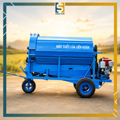Máy tuốt lúa liên hoàn Mỹ Việt, động cơ 24HP - Xuất xứ Việt Nam